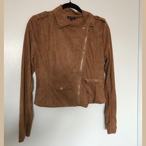 Caramel suede zip up jacket